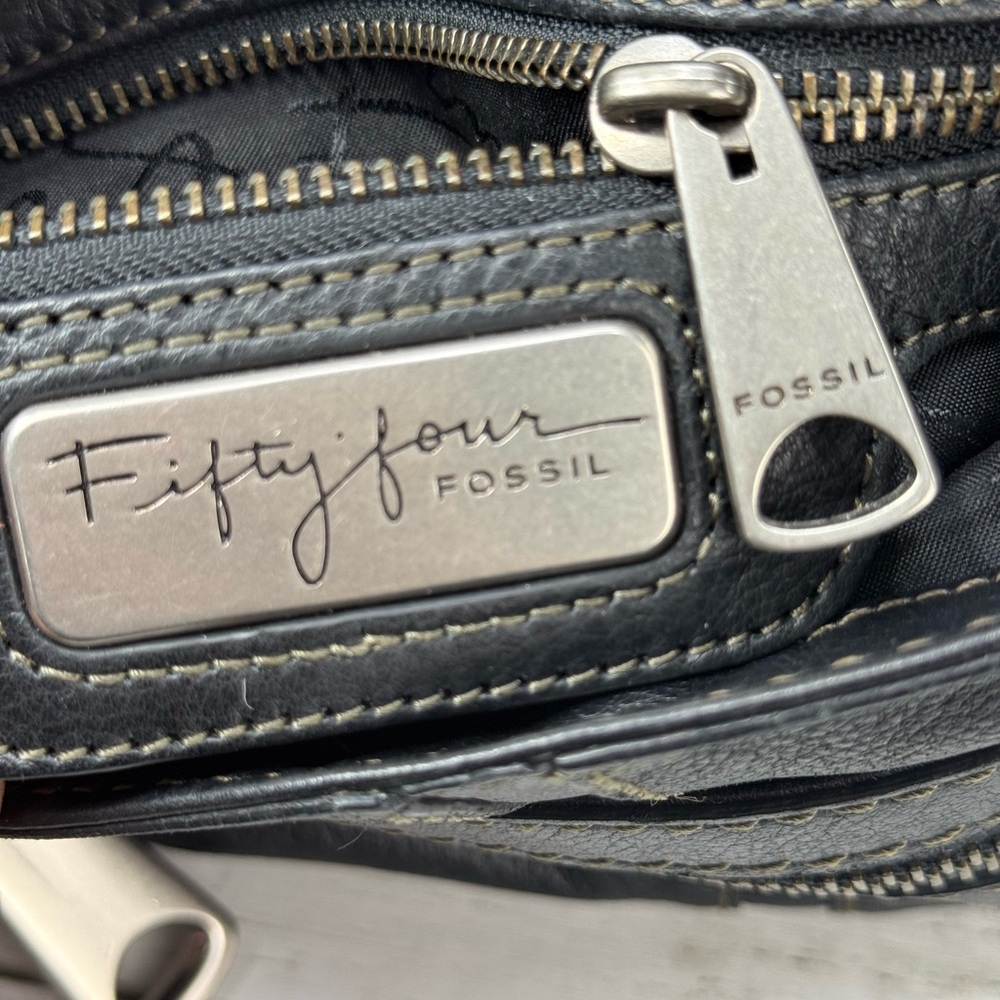 VTG Fossil Fifty Four Classic Black Pebbled Leather Crossbody Bag Durable 90s - Picture 16 of 16